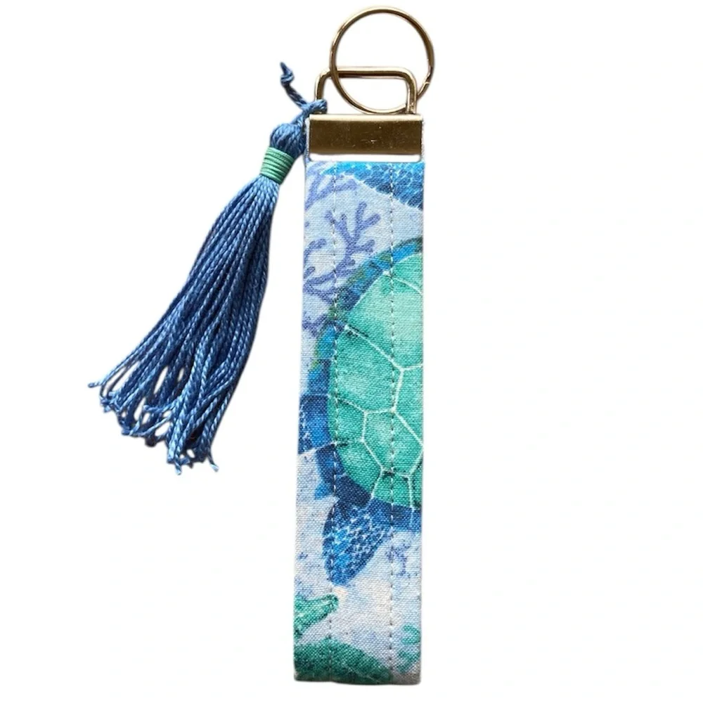 Blue and‎ Green Key Holder with Tassel